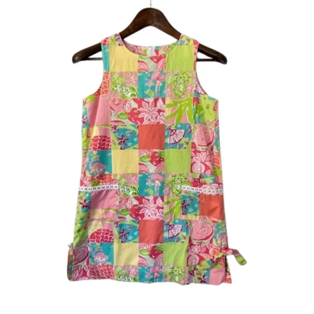 Lilly Pulitzer White Label Girls Patchwork Shift Dress 100% Cotton 12
